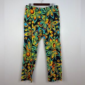 Loudmouth Golf Pants Mens 37 x 31 Shagadelic Black Colorful Print Straight Leg